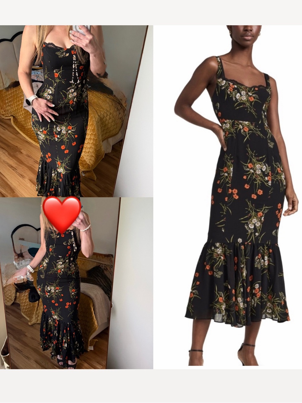 NWT REFORMATION Irisa Floral Trumpet Dress in Robyn Size US 0 lace trim